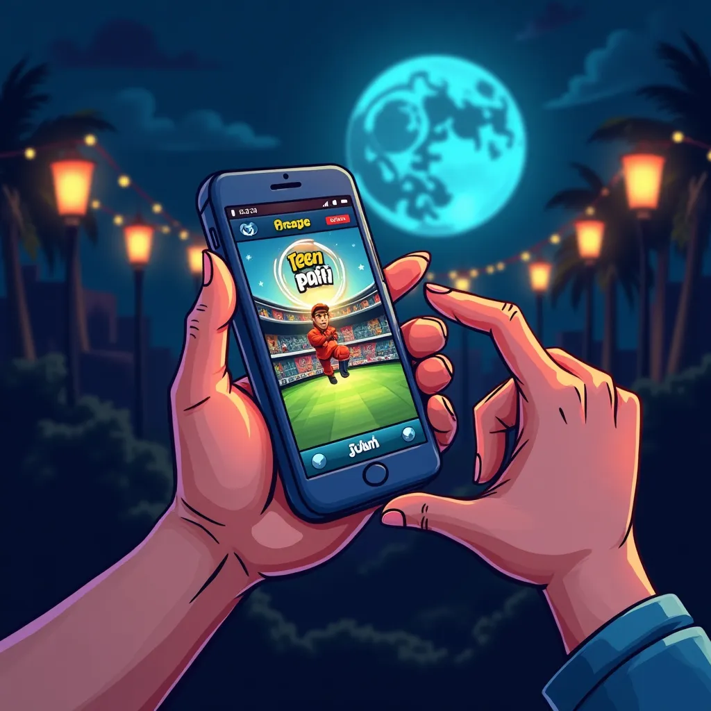 Cartoon mobile phone displaying slot games